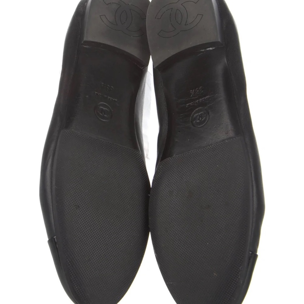 Chanel Cap Toe Leather Ballet Flats with Ankle Chain - Picture 5 of 5